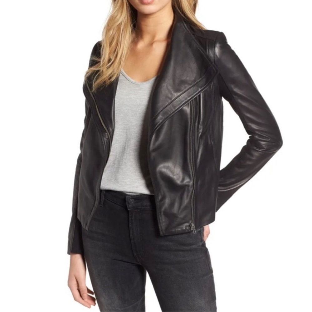 Chelsea28 Leather Moto Jacket Black Size Small